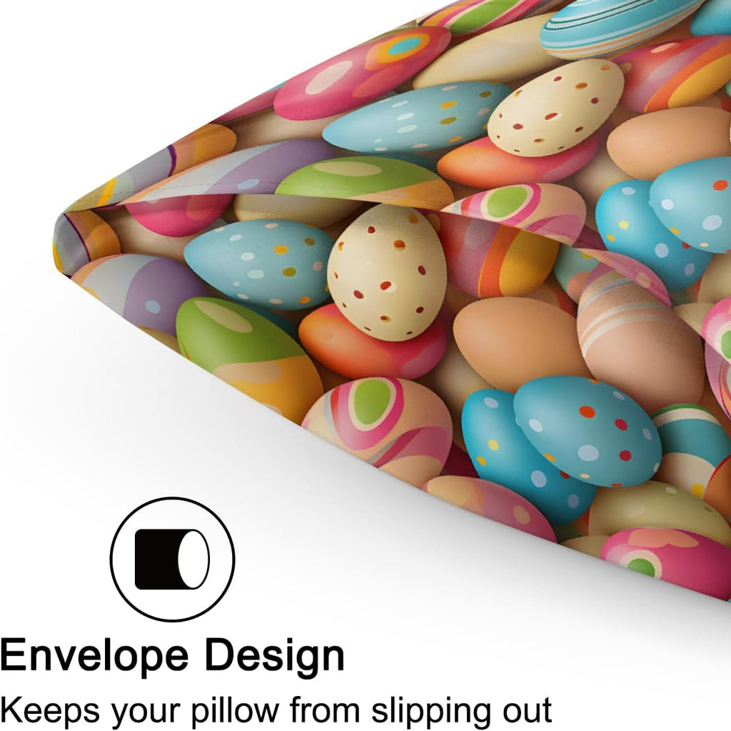 Colorful Easter Egg Abstract Satin Silk Pillowcase for Hair and Skin Pillow Cases Standard Size Soft Silk Pillow Case with Envelope…