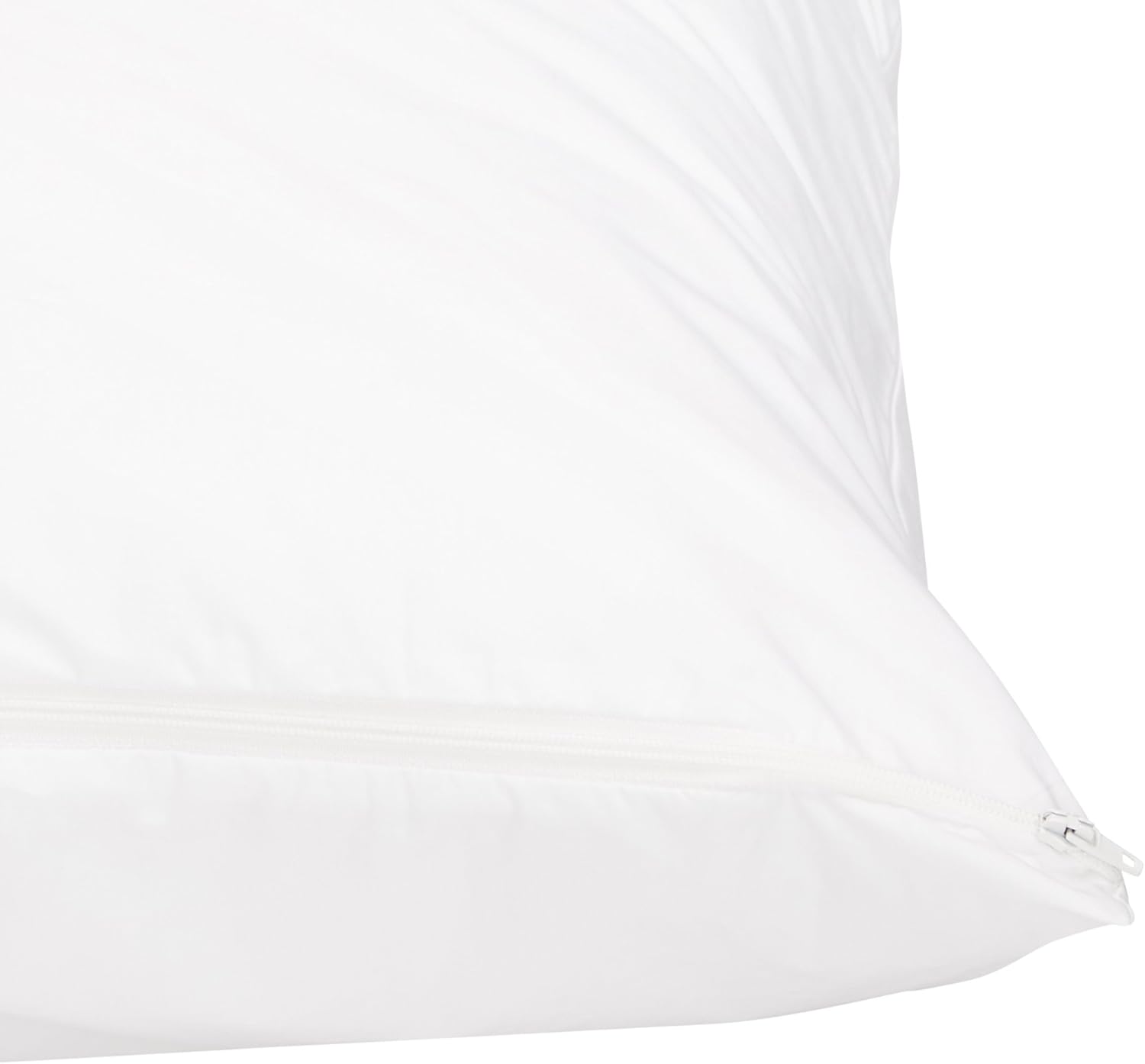 Amazon Basics Standard Breathable 100% Cotton Hypoallergenic Pillow Protector with Zipper, Machine Washable, White, 27 x 21 Inches…