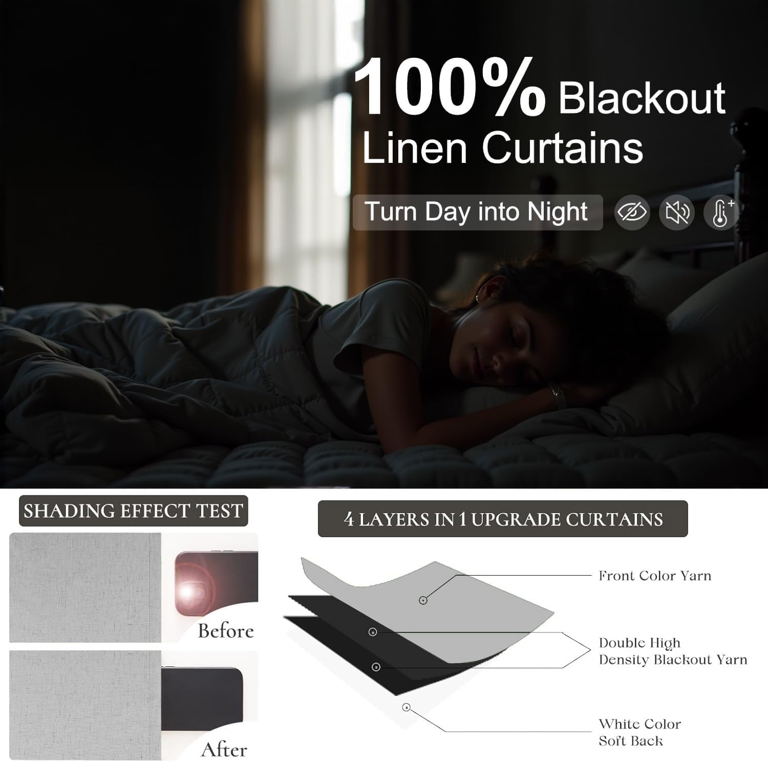 Dancurton Elegant Light Grey 100% Black Out Curtains 96 Inch Length 2 Panel for Living Room Darkening White Back Tab Thermal Insulated Long…