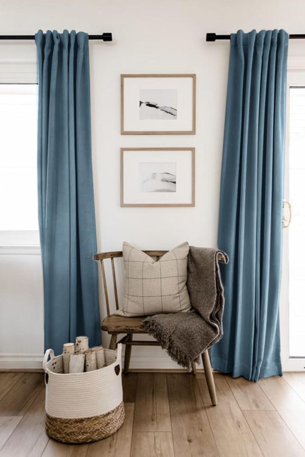 100BlackoutShield 100% Blackout Shield Linen Blackout Curtains for Bedroom 108 Inches Long, Back Tab/Rod Pocket Living Room Drapes, Thermal…