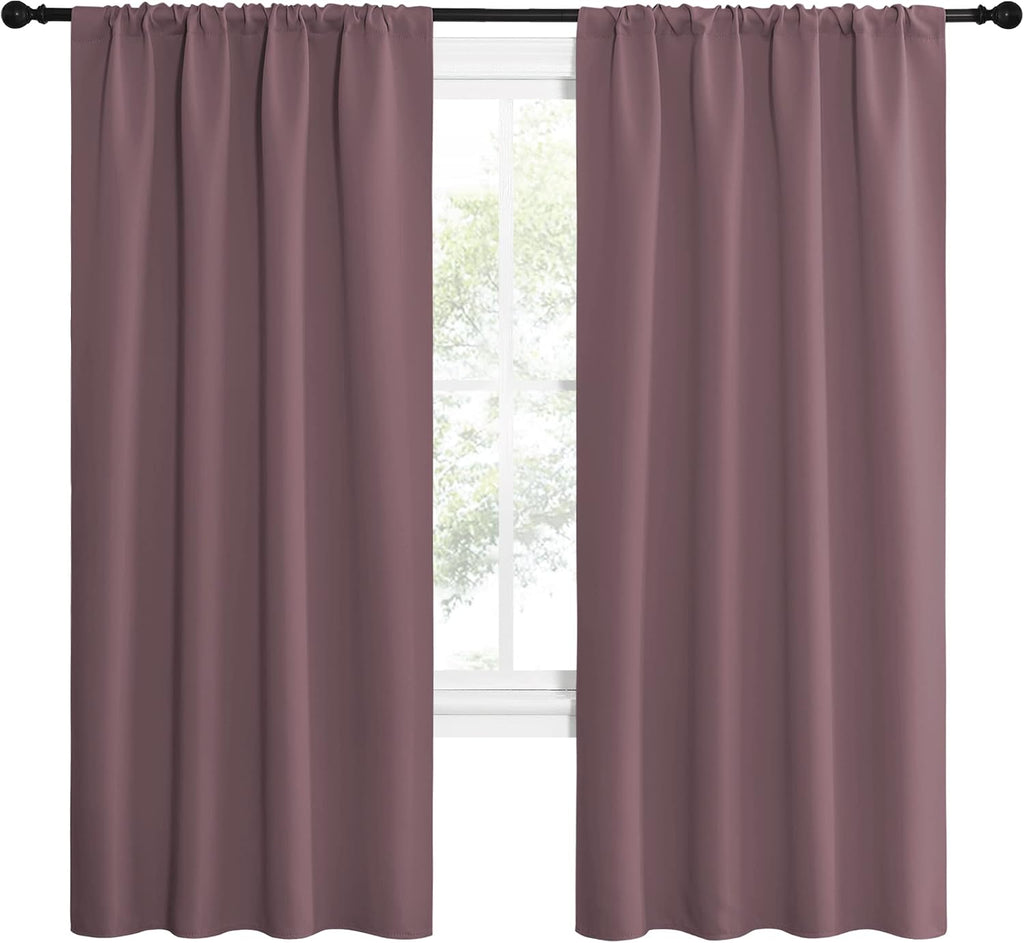 NICETOWN Dry Rose Blackout Curtains for Living Room - Triple Weave Home Decoration Thermal Insulated Solid Rod Pocket Blackout Drapes for…