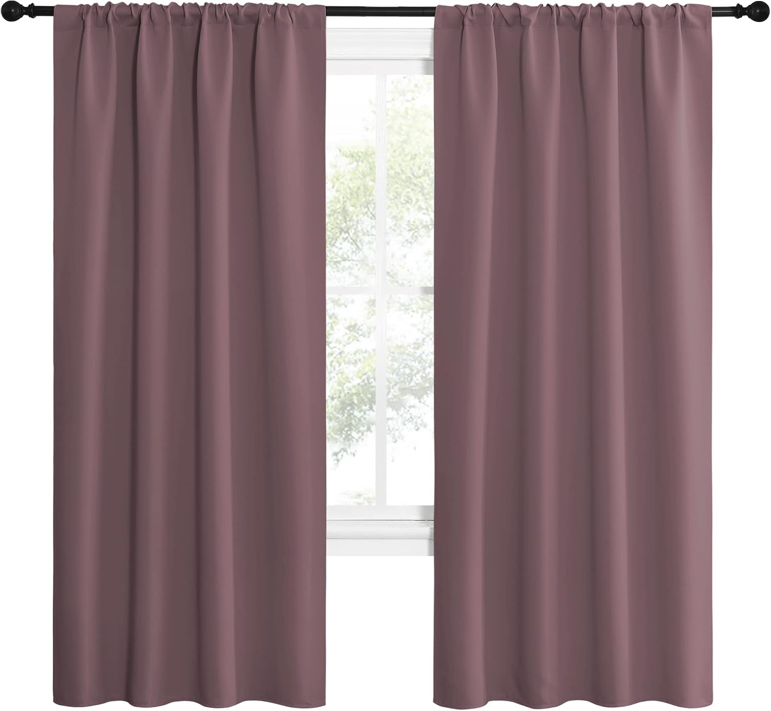 NICETOWN Dry Rose Blackout Curtains for Living Room - Triple Weave Home Decoration Thermal Insulated Solid Rod Pocket Blackout Drapes for…