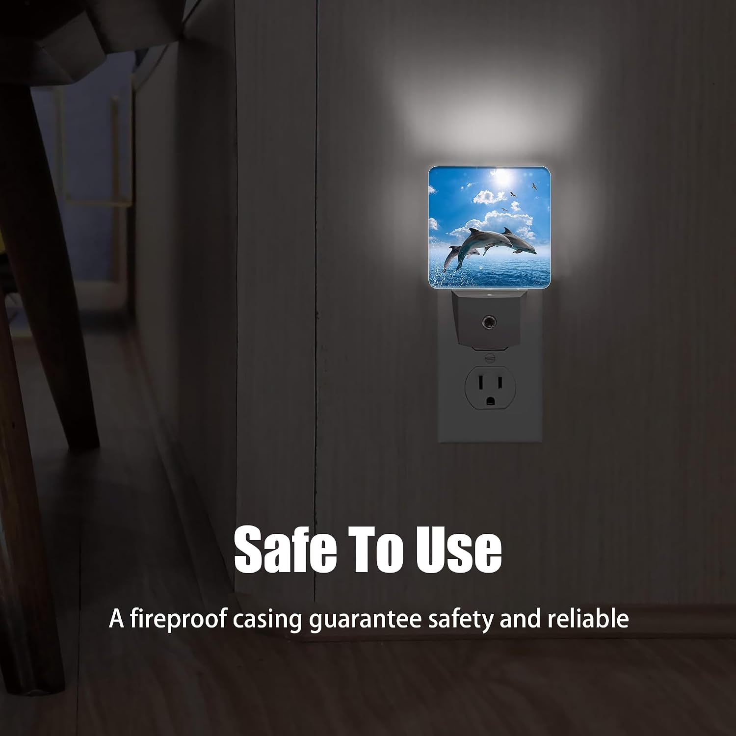 Dolphins Seagulls Night Light, Marine Wildlife Night Lights Plug into Wall Decor for Bedroom, Bathroom, Dusk to Dawn Sensor Nightlights…
