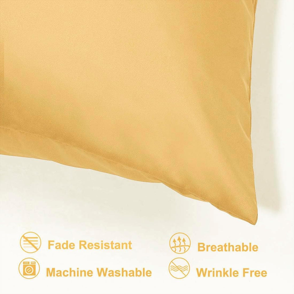 uxcell King Satin Pillowcase with Zipper, Super Soft and Luxury, Silky Pillow Cases Covers Set of 2, 21"x37", Champagne