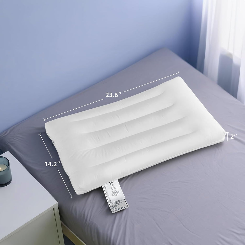 Flat Pillow - Ultra Thin & Adjustable Low Pillow for Side Back Stomach Sleepers, Relief Neck & Shoulder Pain, Customizable Support with…