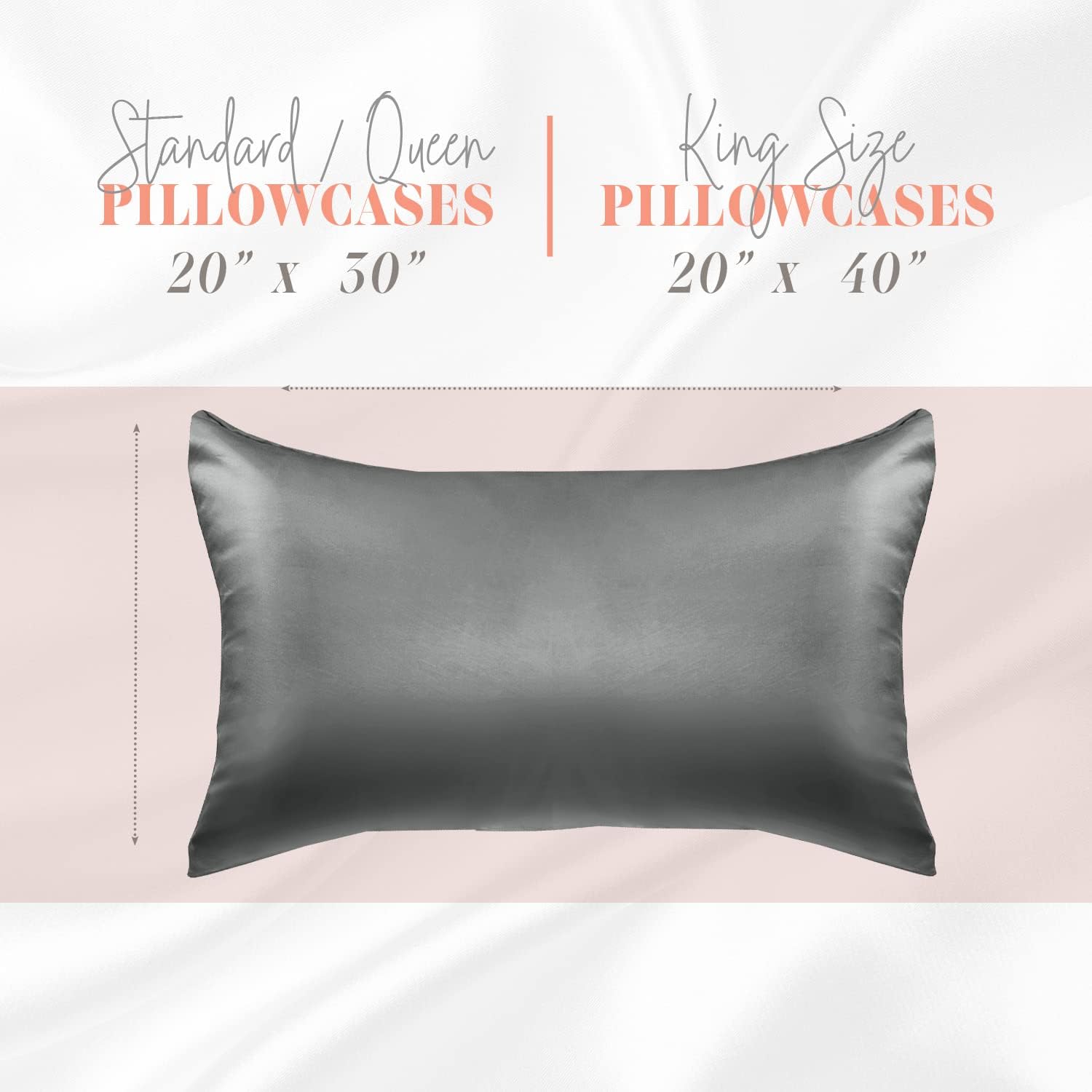 Elegantcomfort Elegant Comfort Silky and Luxurious 2-Piece Satin Pillowcase Set for Healthier Skin and Hair, Hidden Zipper Closure and Beau…