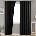 BGment Black Full Blackout Curtains with Thermal Insulation Liner Curtains 84 Inches Long, Rod Pocket and Back Tab Double Layer Room…