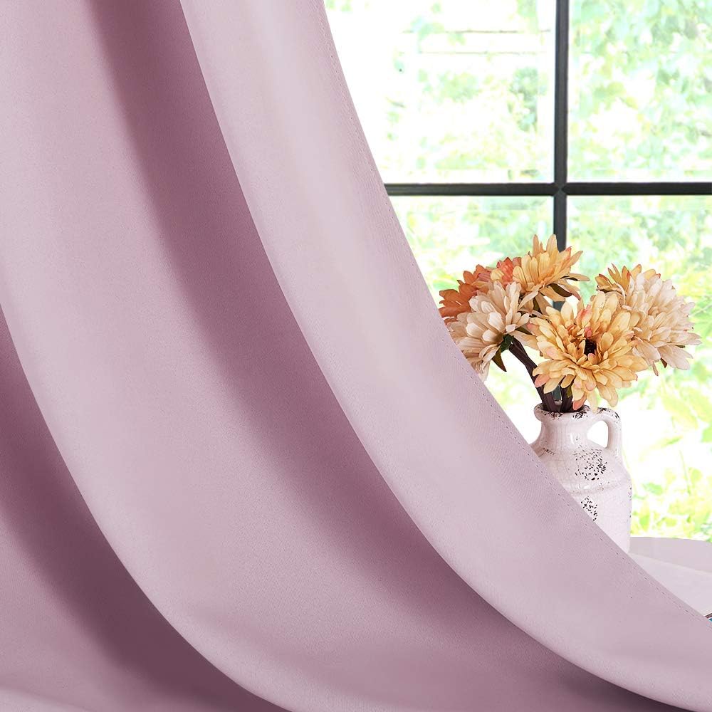 NICETOWN Blackout Draperies Curtains for Girls Room, Nursery Essential Thermal Insulated Grommet Top Blackout Panels (Baby Pink=Lavender…
