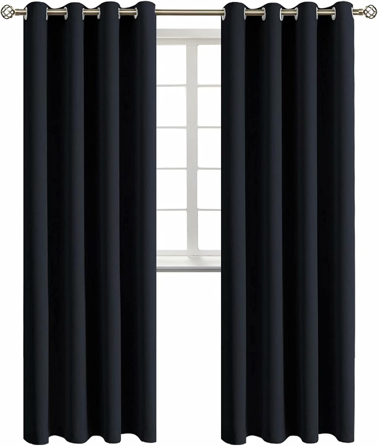 BGment Blackout Curtains for Living Room - Grommet Thermal Insulated Room Darkening Curtains for Bedroom, 2 Panels of 52 x 95 Inch, Black 9…