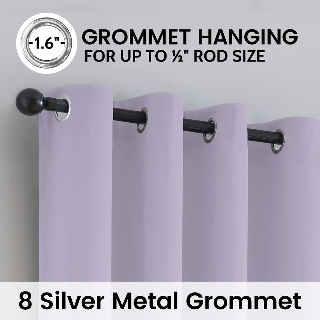 SimpleHome 100% Blackout Curtains for Bedroom, Thermal Insulated Grommet Window Drapes Room Darkening Lilac Curtains for Living Room with Bl…
