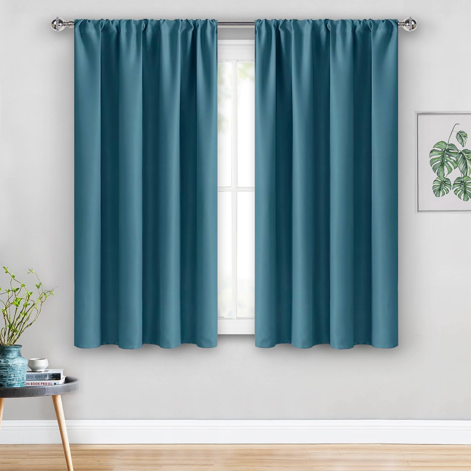Jiuzhen Blackout Curtains for Bedroom - Thermal Insulated Room Darkening Noise Reducing, 52 x 45 Inch Length Curtains for Living Room, Set…
