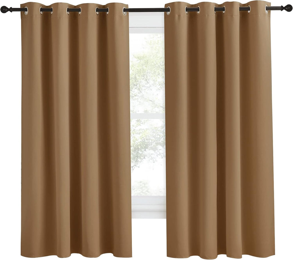 NICETOWN Gold Brown Curtain 68 inch Long, 1 Panel, W55 x L68, Grommet Blackout Thermal Insulated Room Darkening Sound Reducing Window…
