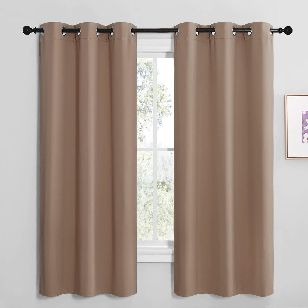 NICETOWN Short Window Treatment Thermal Insulated Solid Grommet Blackout Curtains/Drapes for Bedroom Samll Window (Set of 2, 42 by 68…