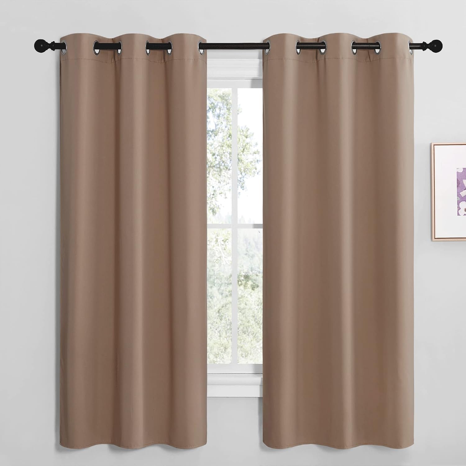 NICETOWN Short Window Treatment Thermal Insulated Solid Grommet Blackout Curtains/Drapes for Bedroom Samll Window (Set of 2, 42 by 68…