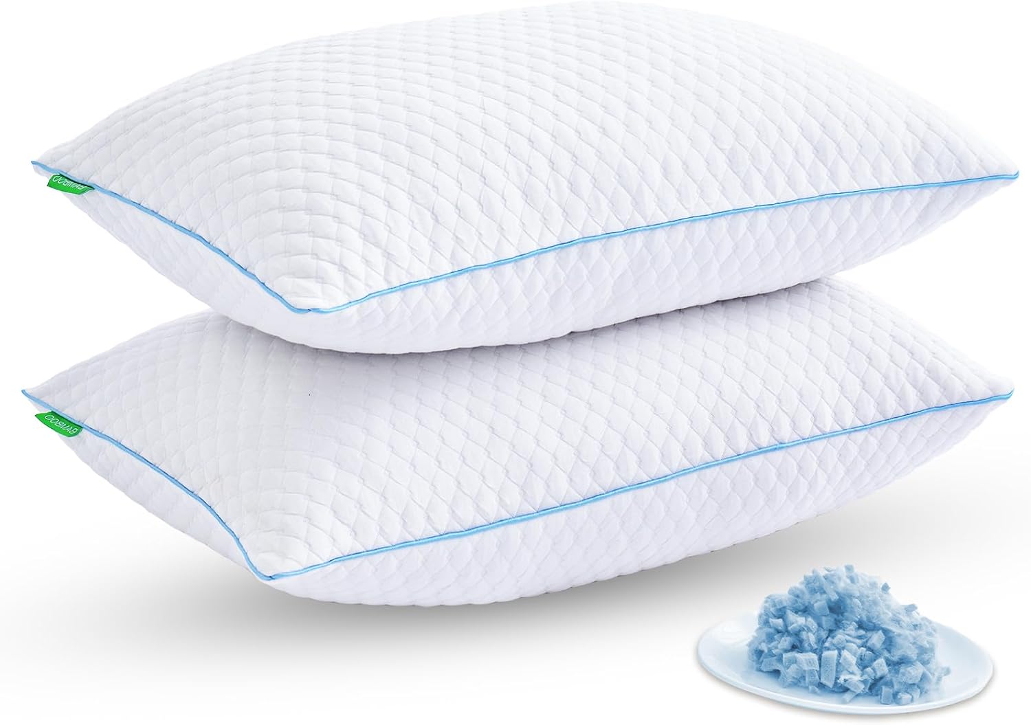 Friendriver Shredded Memory Foam Pillows for Sleeping 2 Pack - Cooling Bed Pillows Standard Size Set of 2 - Firm Pillow for Side and Back S…