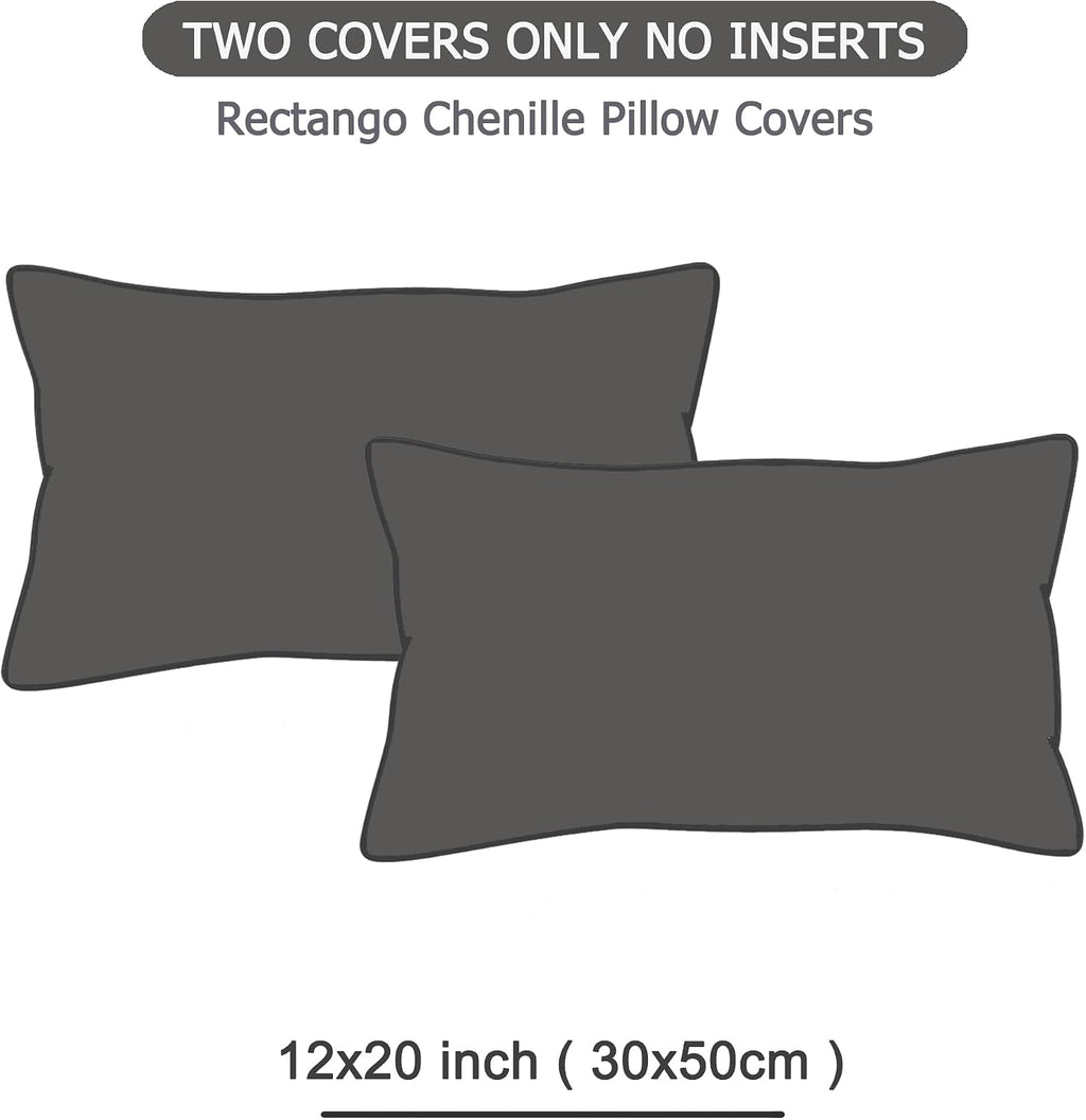 Gawamay Set of 2 Decorative Lumbar Soft Chenille Throw Pillow Covers 12x20 Inch (30x50 CM), Boho Farmhouse Cushion Cases, Couch Pillow Cove…