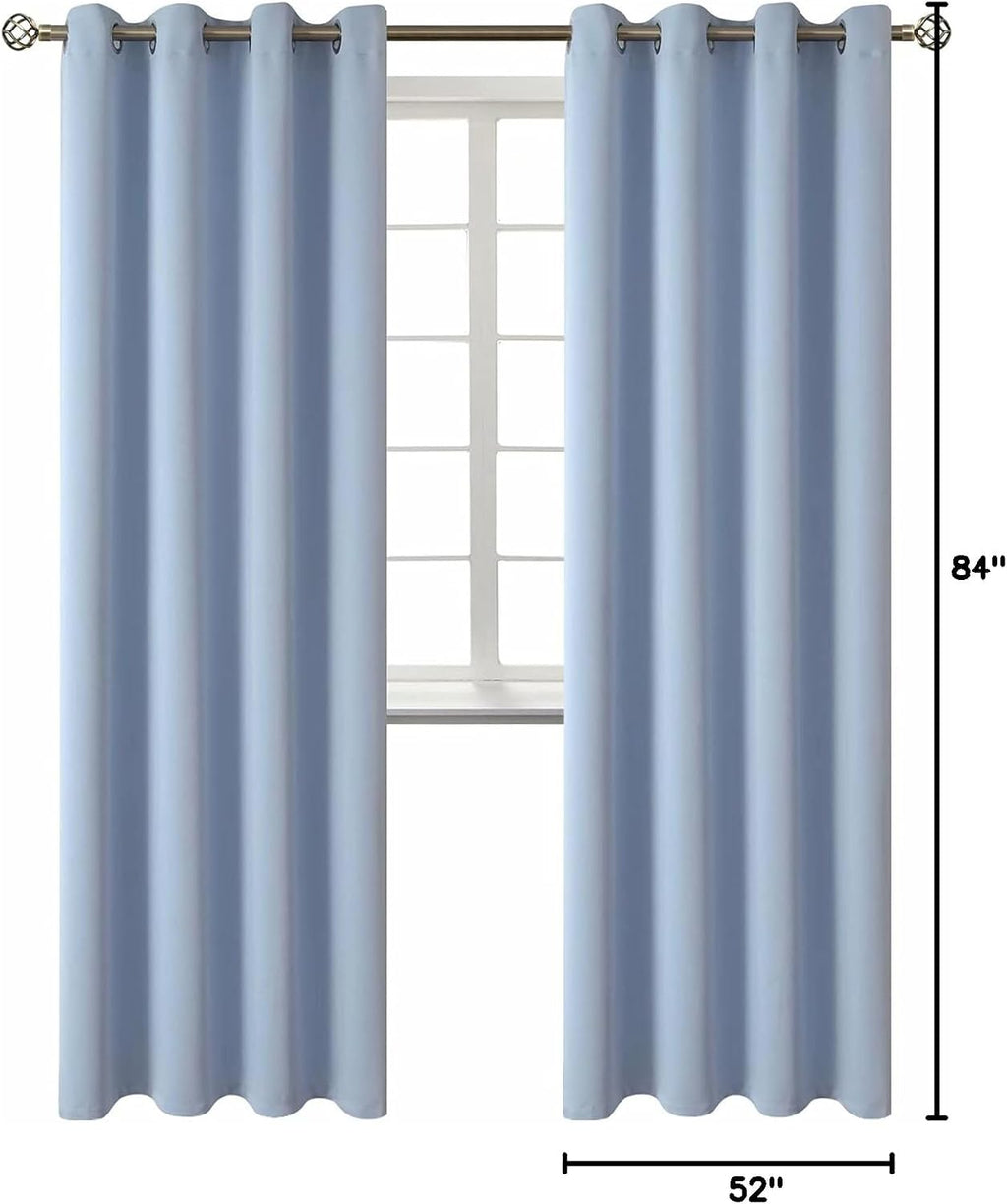 BGment Blackout Curtains for Living Room - Grommet Thermal Insulated Room Darkening Curtains for Bedroom, 2 Panels of 52 x 84 Inch, Spa Blu…