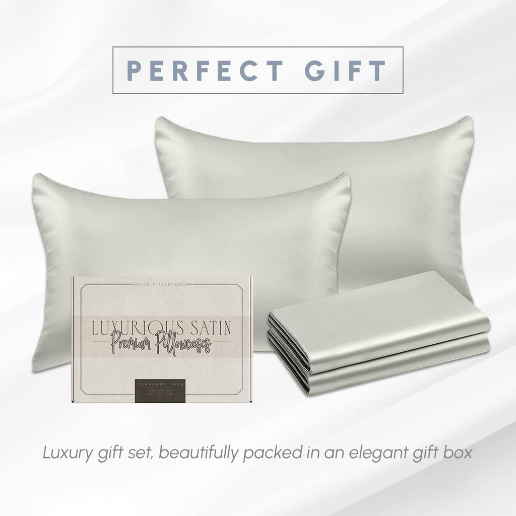 Elegantcomfort Elegant Comfort 4-Pack Cooling Viscose Satin Pillowcase Set with Hidden Zipper Closure, Silky Smooth for Hair and fabric…