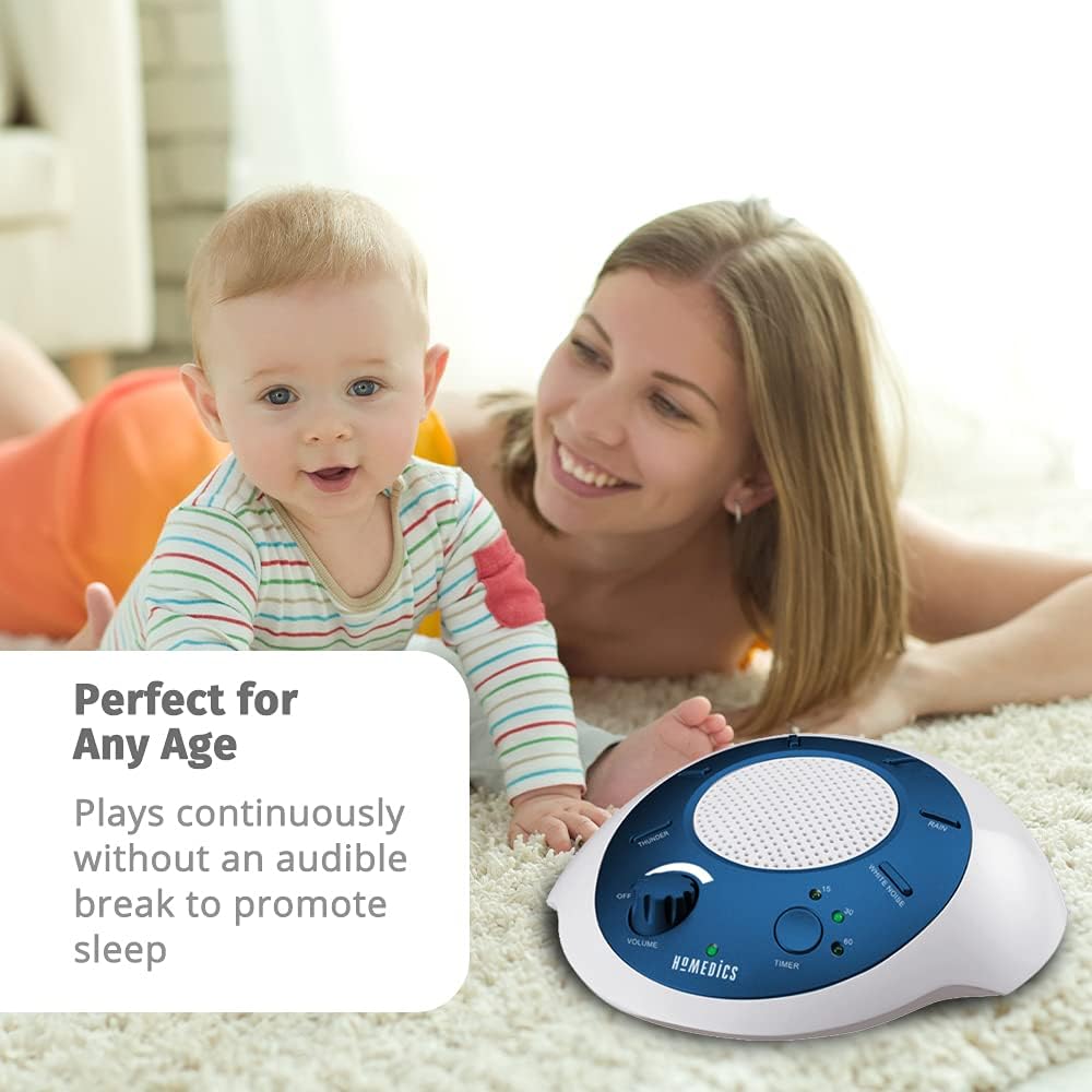 Homedics SoundSleep White Noise Sound Machine, Blue, Small Travel Sound Machine with 6 Relaxing Nature Sounds, Portable-Sound relaxation for…