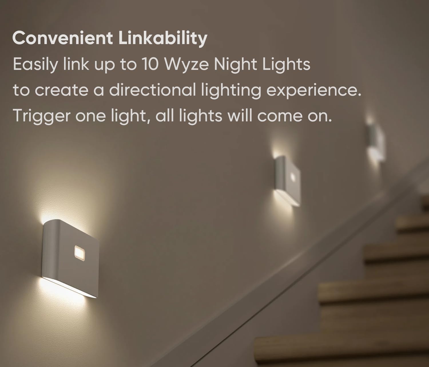 WYZE Rechargeable Night Lights with Dusk to Dawn & Motion Sensors, Warm & Soft White Stair Lights for Bathroom, Hallway, Linkable…