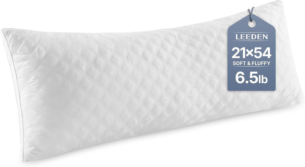 Leeden Body Pillow - White Firm Fluffy Long Pillow - 21 x 54 Soft Plush Full Body Pillows - Adjustable Side Pillow for Sleeping 1 Count Whi…