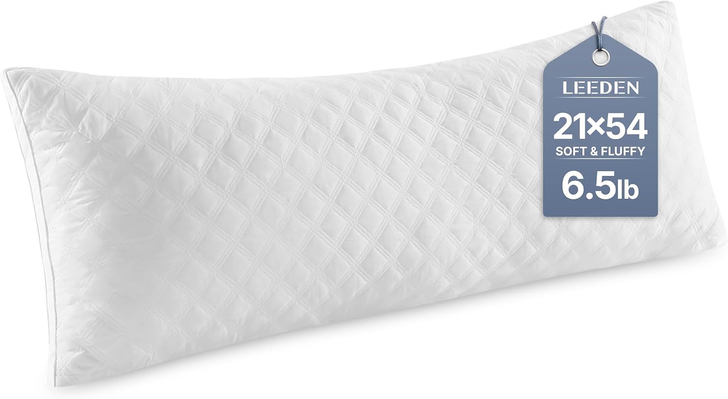 Leeden Body Pillow - White Firm Fluffy Long Pillow - 21 x 54 Soft Plush Full Body Pillows - Adjustable Side Pillow for Sleeping 1 Count Whi…
