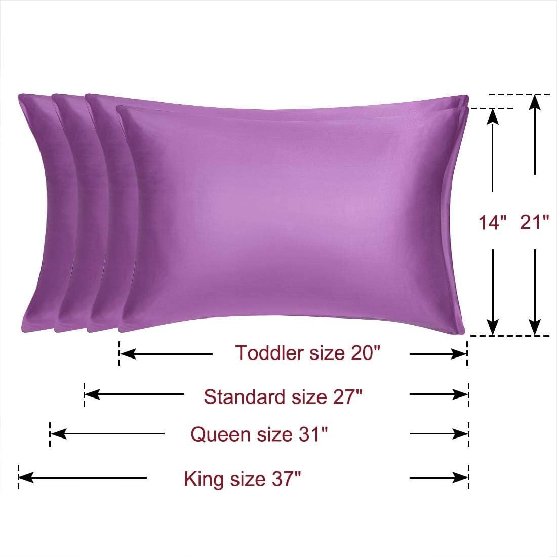 uxcell Queen Satin Pillowcase with Zipper, Super Soft and Luxury, Silky Pillow Cases Covers Set of 2, 21"x31", Purple