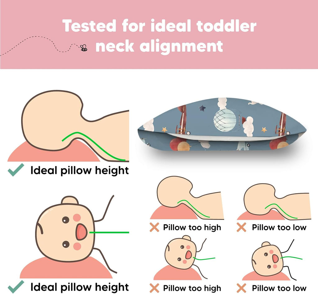 Toddler Pillow with Pillowcase - 13x18 My Little Dreamy Kids Travel Bed Pillows for Sleeping, Organic Cotton Small Pillowcase, Soft &…