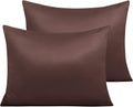 Ntbay Zippered Satin Pillow Cases for Hair and Skin, Luxury Standard Hidden Zipper Pillowcases Set of 2, 20x26 Inches, Dark Brown 26 Inches