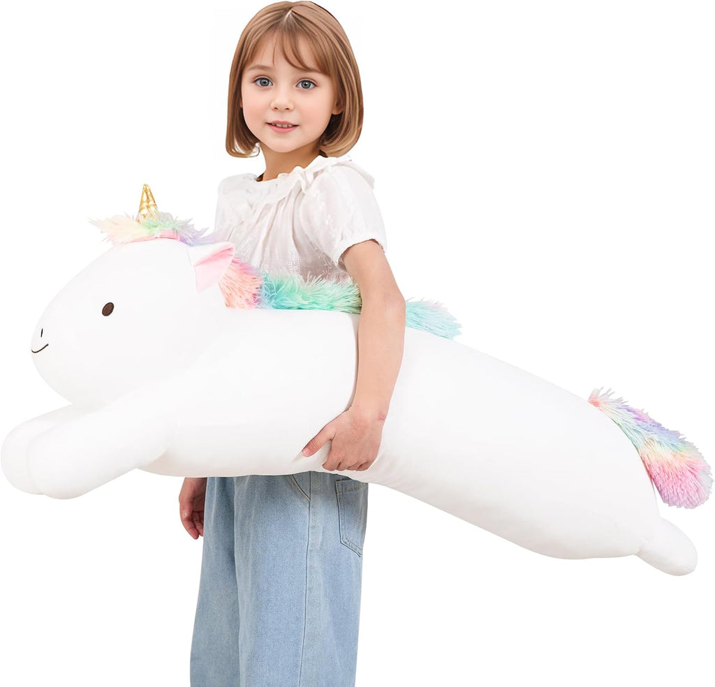 MMguai 40inch Jumbo Unicorn Stuffed Animal, Giant Rainbow Unicorn Stuffy Long Body Pillow Plush Toy, Large Soft Unicorns Plushies Gift…
