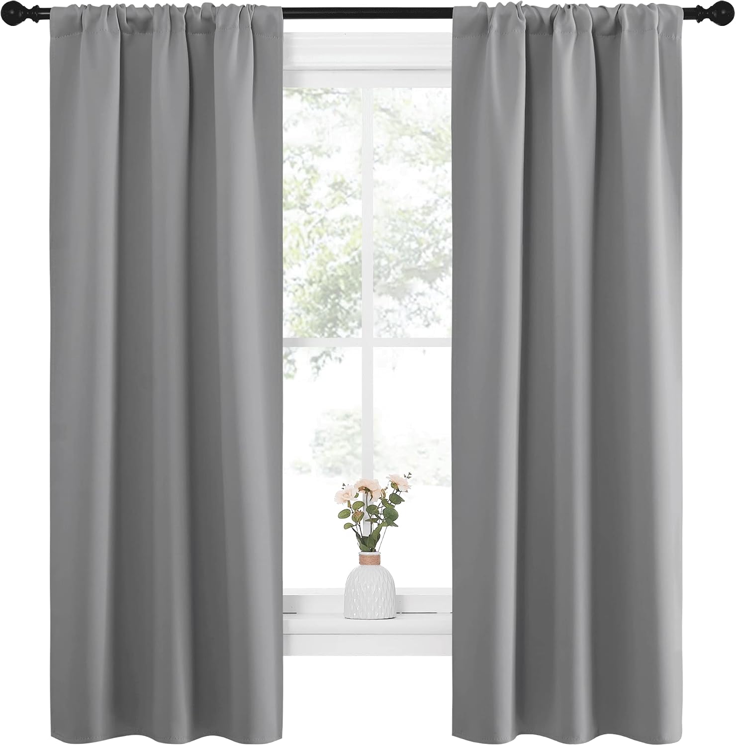 NICETOWN Kitchen Window Curtains 63 Long - Home Decoration Thermal Insulated Rod Pocket Blackout Blinds & Drapes for Small Windows…