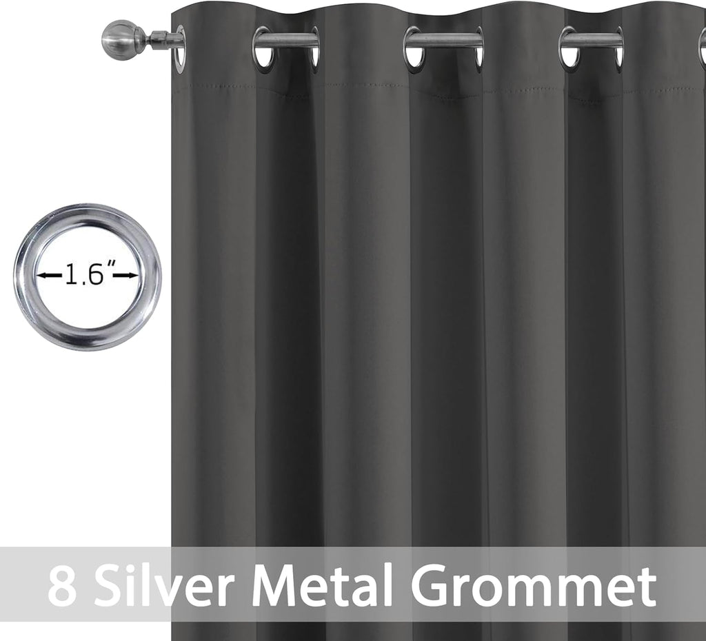Yakamok Blackout Grey Curtains for Bedroom/Living Room Thermal Insulated, 52" Wide x 63" Long Each Panel, Grommet Top (Set of 2 Panels…