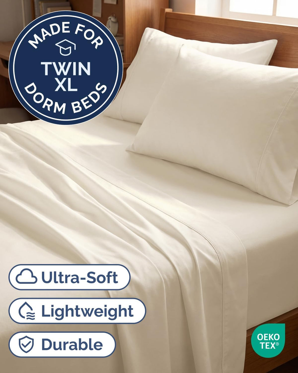 Twin XL 4 Piece Sheet Set - Comfy Breathable & Cooling - Hotel Luxury Bedding for Women, Men, Kids, Teens & Children - 1 Flat & 1 Fitted…