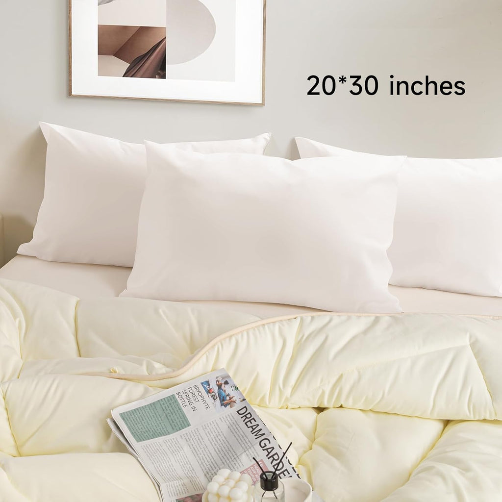 Beitefiber BEITE 4 Pack Pillow Case Protectors Standard -White 20×30 Inches with Smooth Zipper Design -Comfortable and Skin-Friendly Pillow…