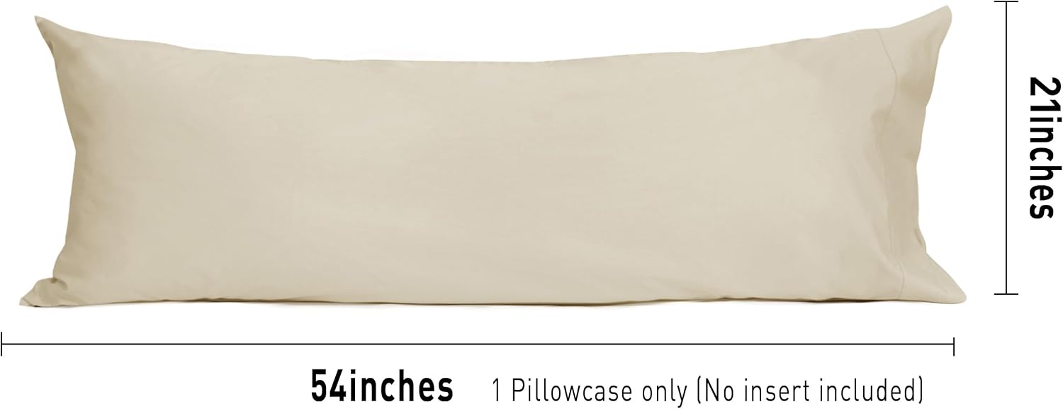 Sunflower Body Pillowcase 100% Cotton Long Pillow Cover/Case Envelope Closure 1 Pack, 20×54 inches Light Brown, Soft and Breathable