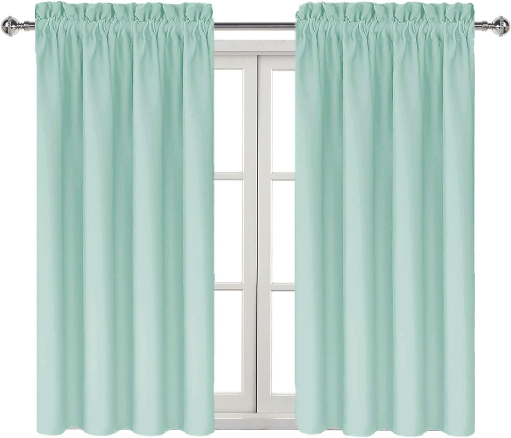 DWCN Blackout Curtains for Living Room Thermal Insulated, Energy Saving & Noise Reducing Bedroom Curtains, Mint Green, W 42x L 54 Inch…