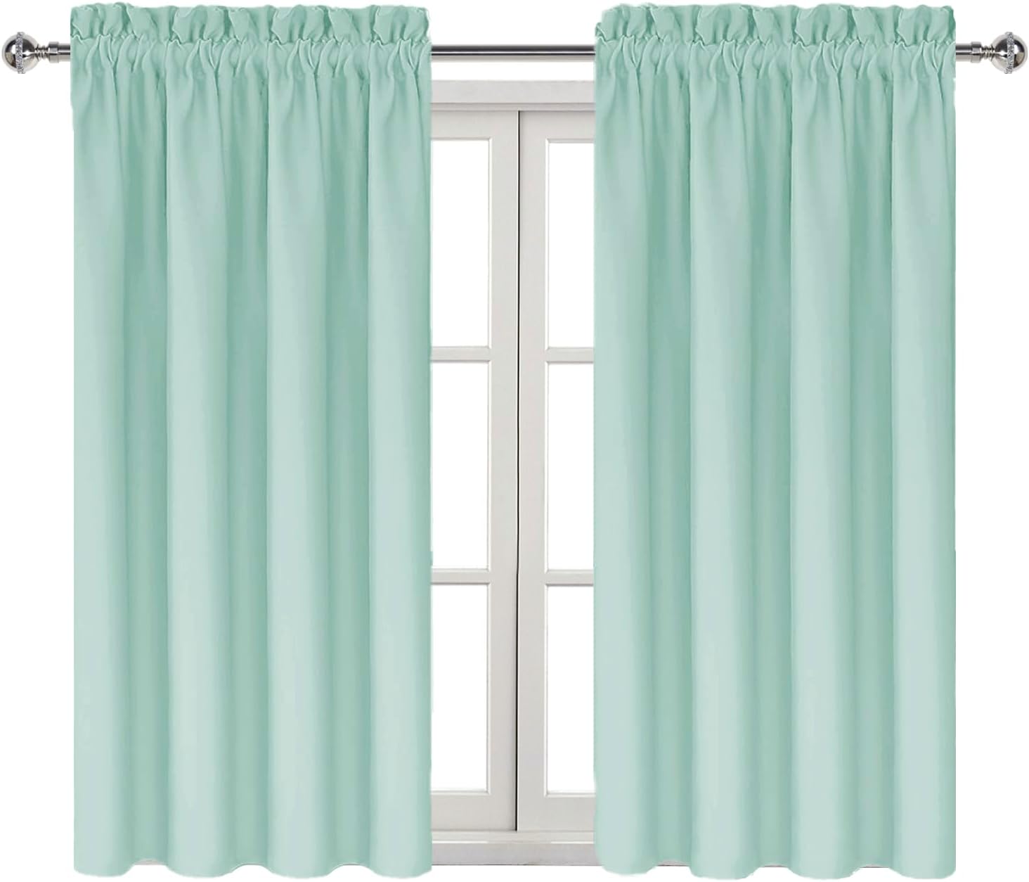 DWCN Blackout Curtains for Living Room Thermal Insulated, Energy Saving & Noise Reducing Bedroom Curtains, Mint Green, W 42x L 54 Inch…