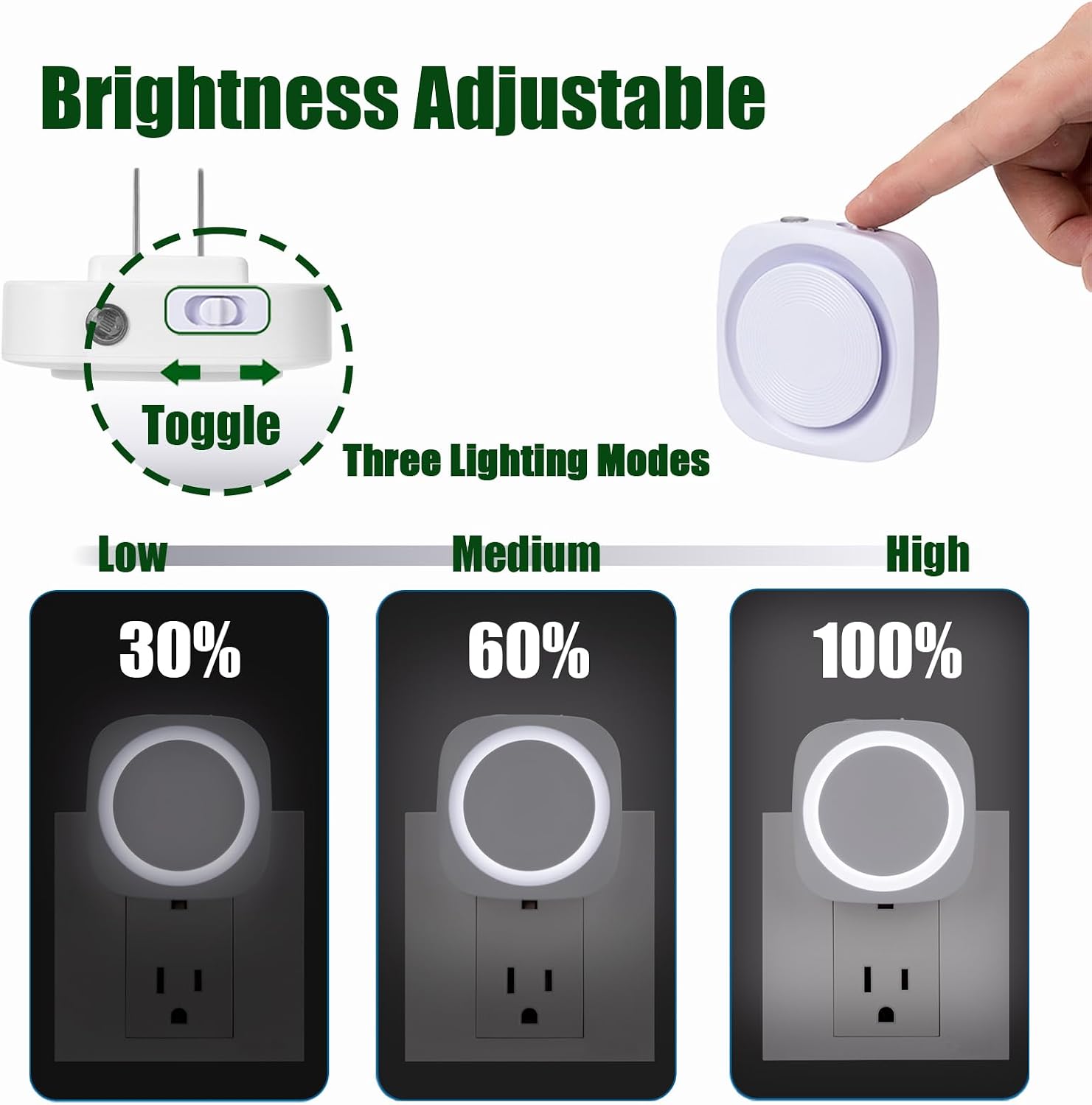 White Night Lights Plug in to Wall,4 Packs Dimmable Night Light with Auto Dusk to Dawn Sensor, Soft Glow Night Light for Bathroom…