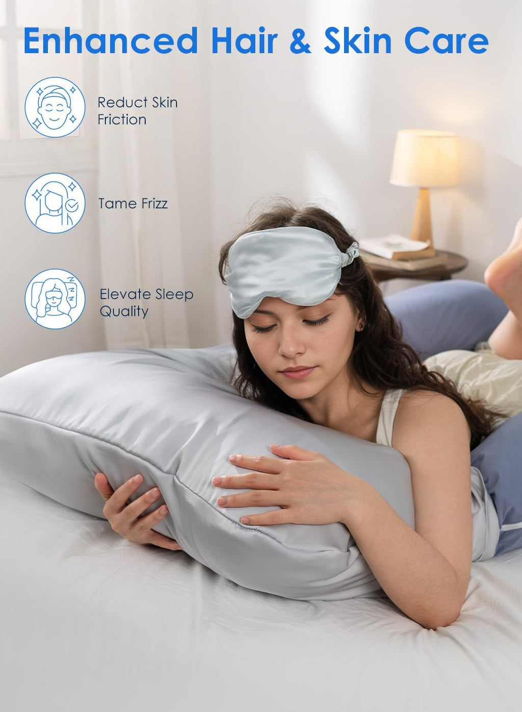 Queenrose QUEEN ROSE Pregnancy Pillow Cover, Satin Pillowcase for Maternity Body Pillows, Cooling Replacement Case for Sleeping, Fits U & C…