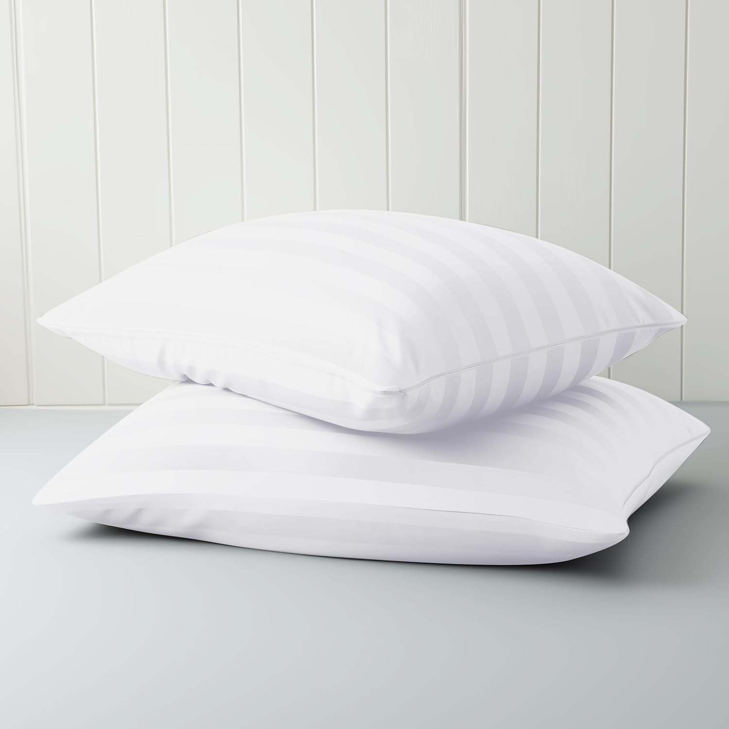ZaizaiHome Pillow Cases Standard Size, 100% Egyptian Cotton Pillow Protectors with Zipper, 400 Thread Count Sateen Weave White Pillowcases…