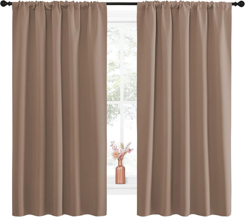 NICETOWN Bedroom Blackout Panels - Window Treatment Thermal Insulated Solid Rod Pocket Blackout Curtains/Drapes for Kitchen Decoration…