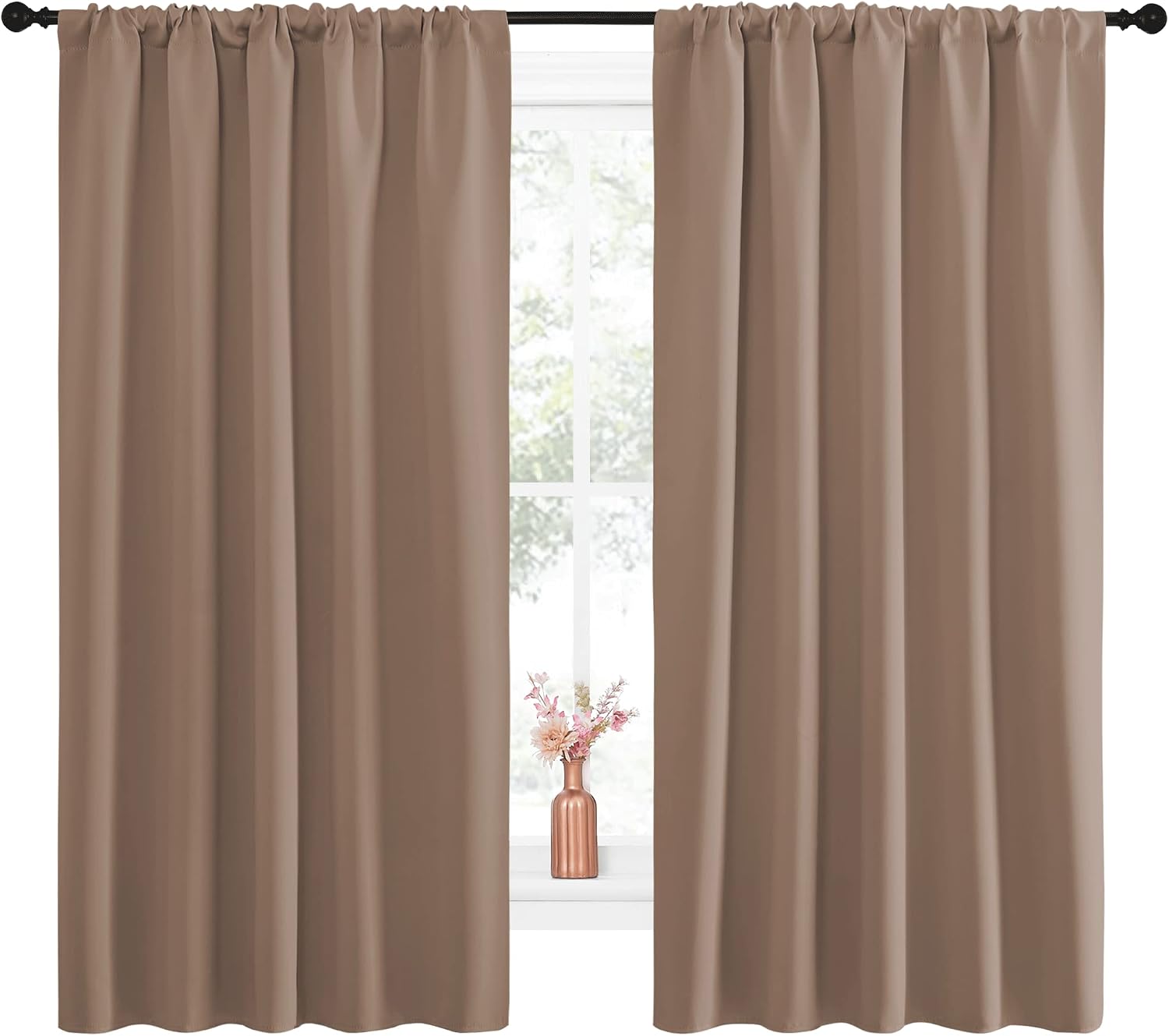 NICETOWN Bedroom Blackout Panels - Window Treatment Thermal Insulated Solid Rod Pocket Blackout Curtains/Drapes for Kitchen Decoration…