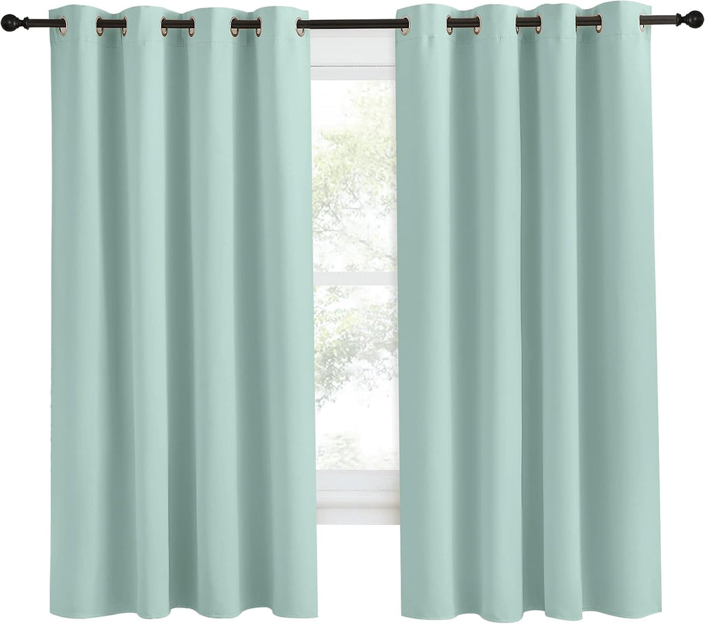 NICETOWN Kitchen Blackout Window Curtain Panel, Aqua Blue, 1 Panel, 55 by 68 inches Long, Home Fashion Thermal Insulated Solid Grommet…