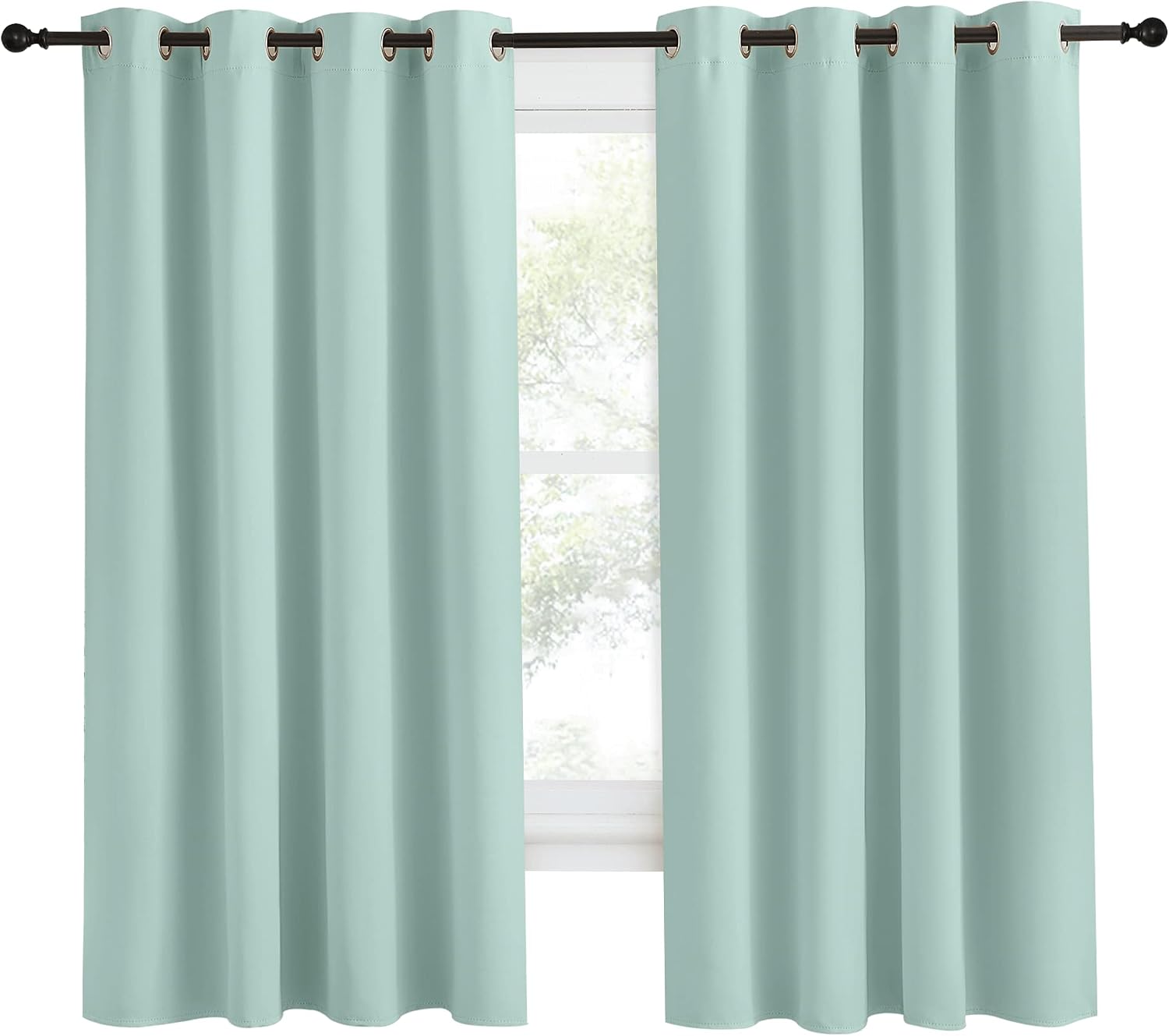 NICETOWN Kitchen Blackout Window Curtain Panel, Aqua Blue, 1 Panel, 55 by 68 inches Long, Home Fashion Thermal Insulated Solid Grommet…