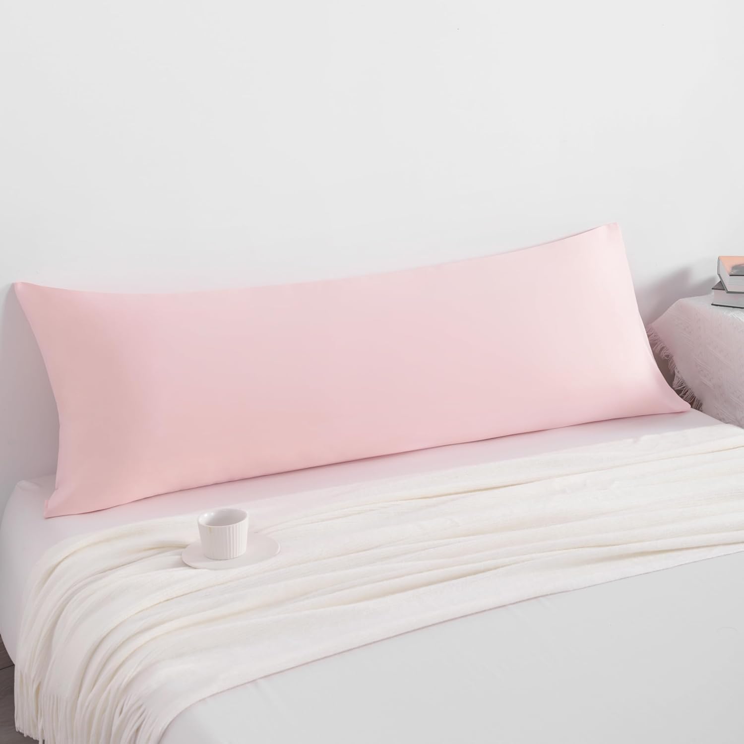 Ntbay Body Pillowcase - Brushed Microfiber 20x54 Pillowcase - Soft, Wrinkle-Free, Fade-Resistant, Stain-Resistant, Blush Pink Body Pillow C…