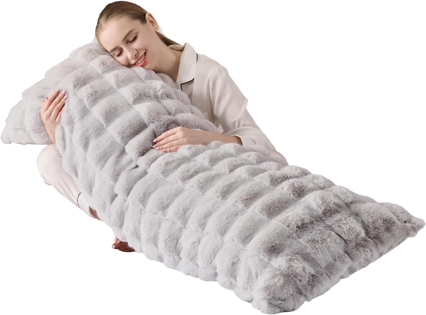 Animebody Luxury Shaggy Faux Fur Body Pillow, Fluffy Bed Pillow with Zipper Closure, Soft Decorative Plush Full Long Pillows, Fuzzy Hug Pillow…