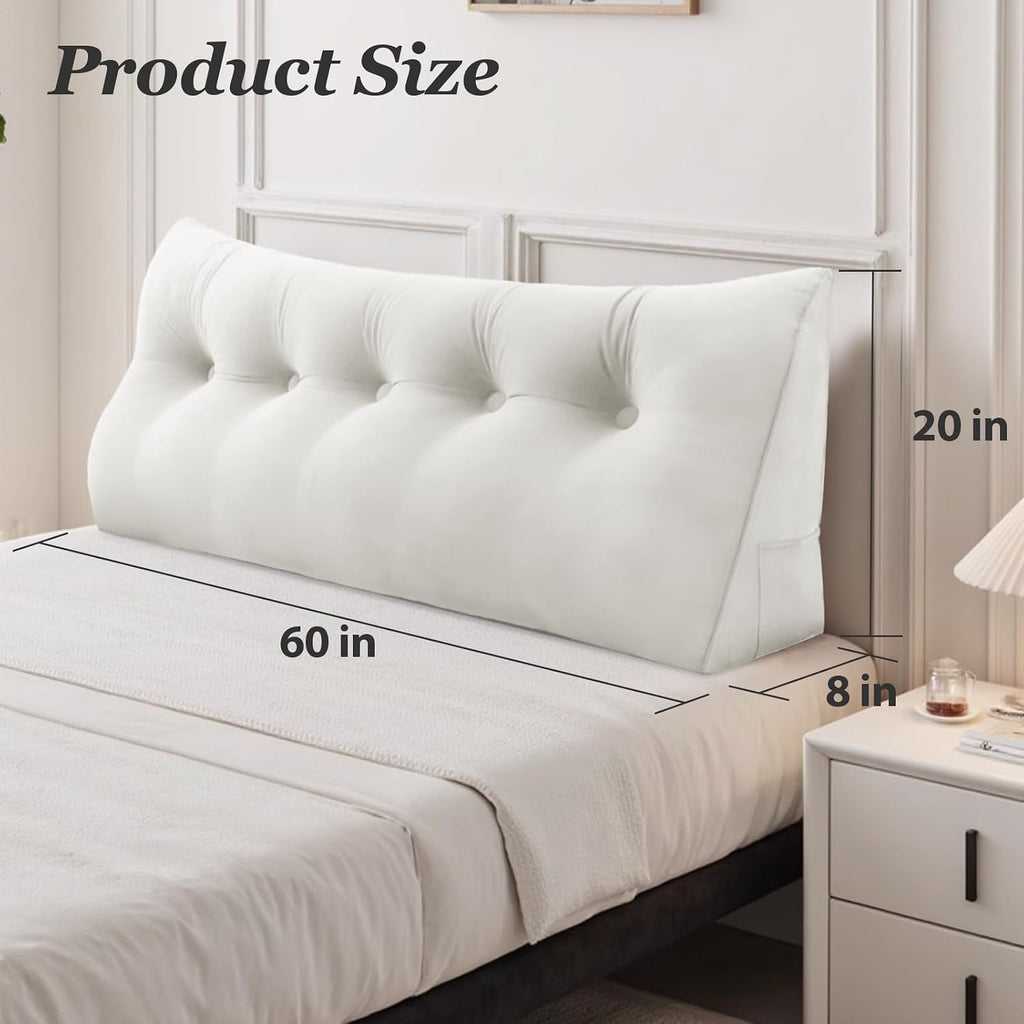 Headboard Wedge Pillow, Queen Bed Wedge Pillow for Headboard, Backrest Pillow for Beds, Reading Pillows for Sitting in Beds Adult, Bolster…