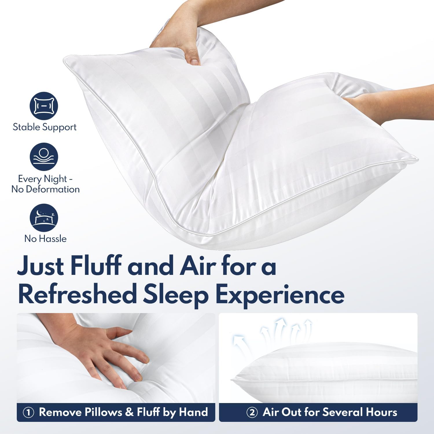 DIORIS Queen Pillows Set of 2 - Bed Pillows for Sleeping, Cooling Down Alternative Pillow, Medium Firm for Side Back Stomach Sleepers…