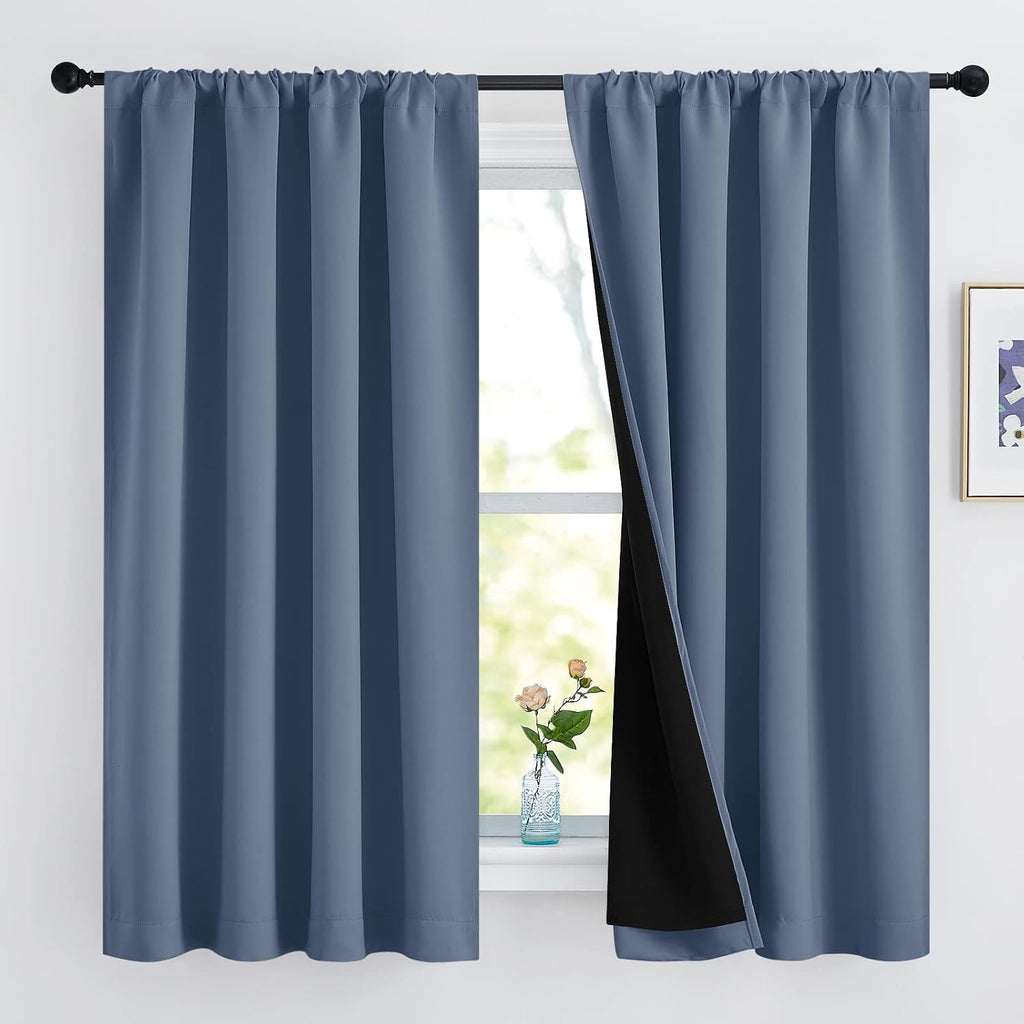 Nicetown 100% Blackout Curtains Keep Warm and Cool, Insulated Full Blackout 2-Layer Lined Drapes, Energy Efficiency Window Draperies for Be…