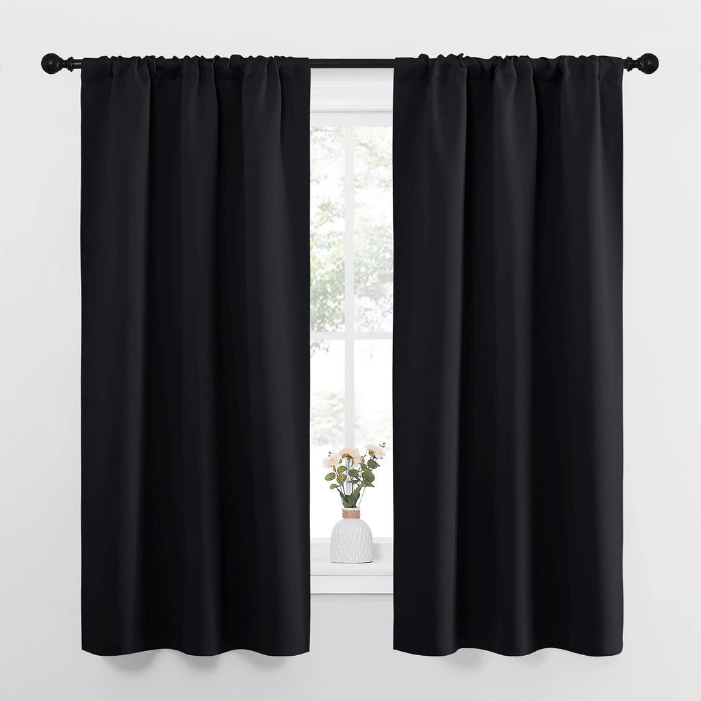 NICETOWN Black Out Curtain Panels for Kitchen - Energy Smart Decoration Thermal Insulating Blackout Drapes/Draperies for Small Window (2…